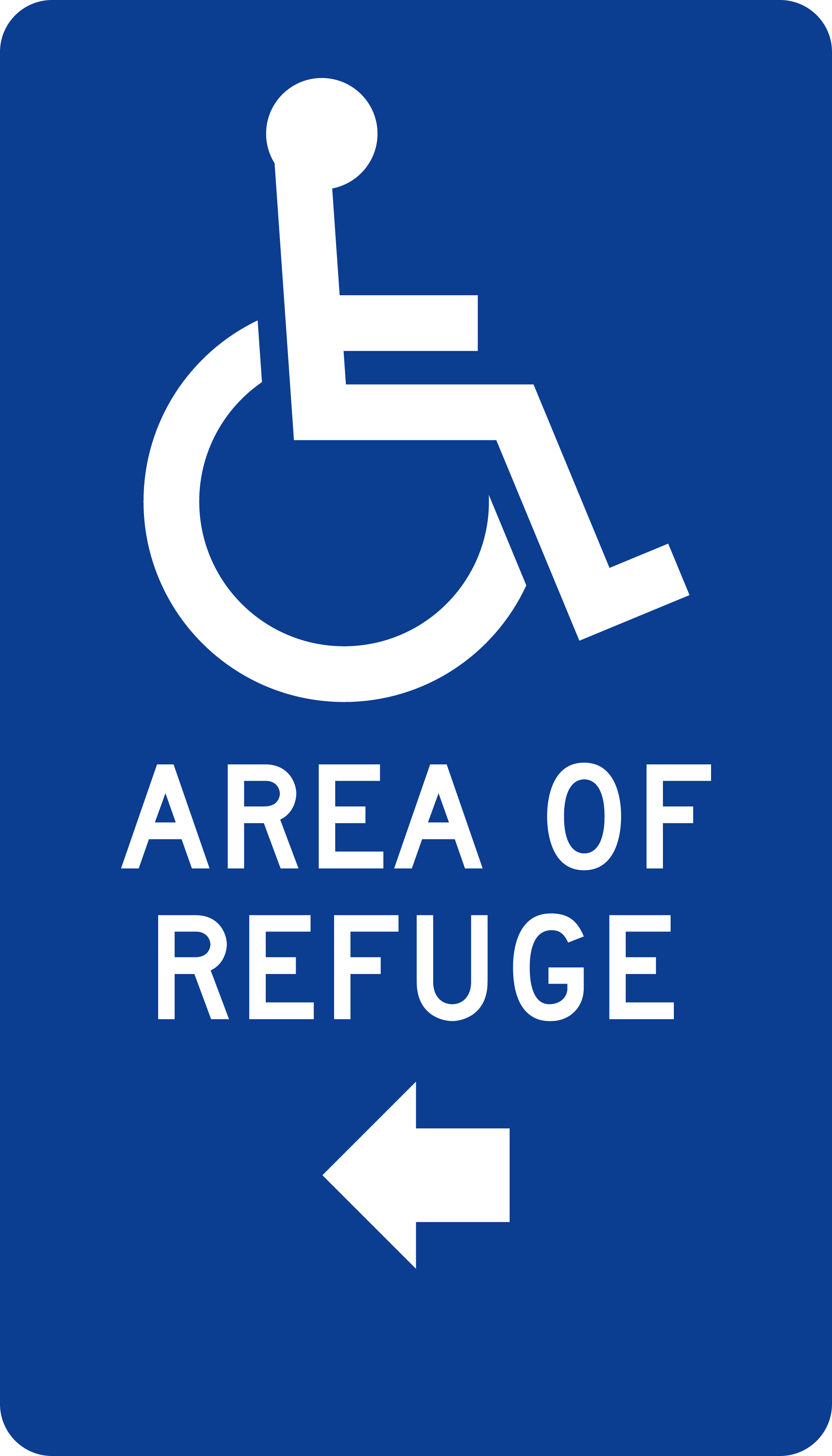 Area of Refuge Sign: Directional — symbol and arrow · Left ← sign