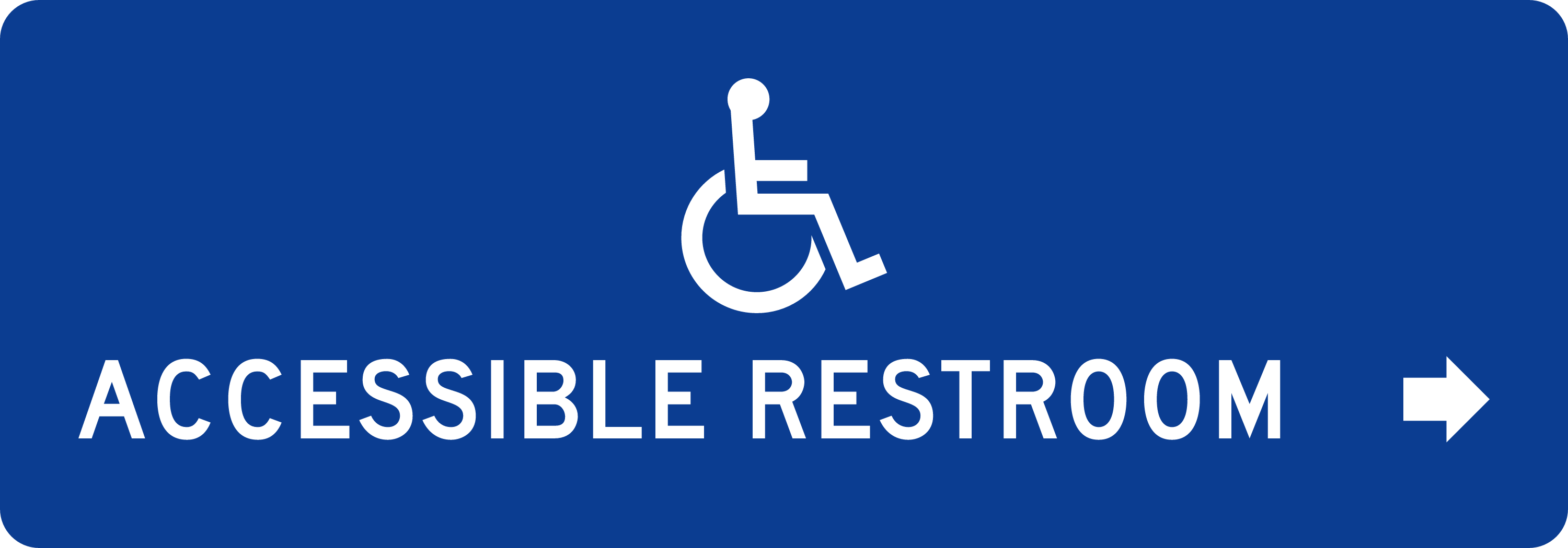 Accessible Directional Sign: Accessible Restroom right · Yes sign