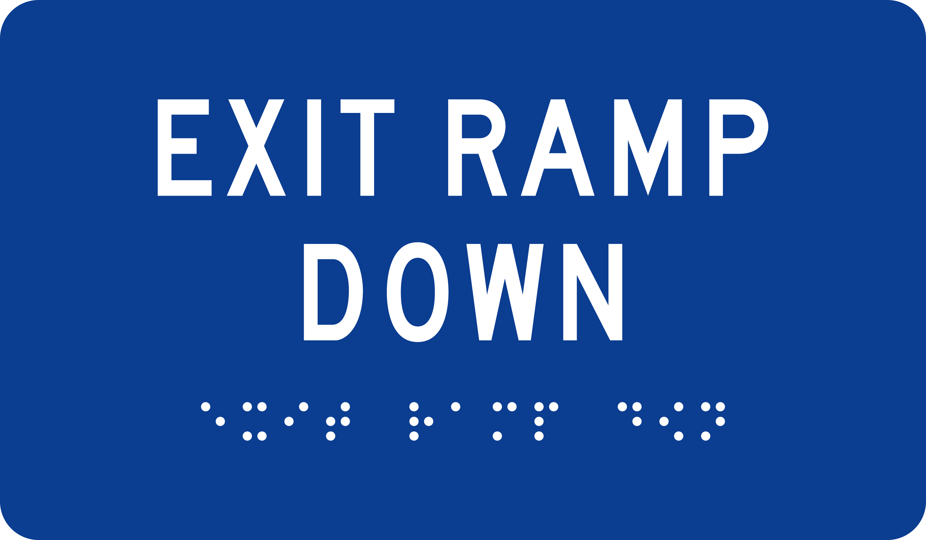Tactile Exit Sign: EXIT RAMP DOWN sign