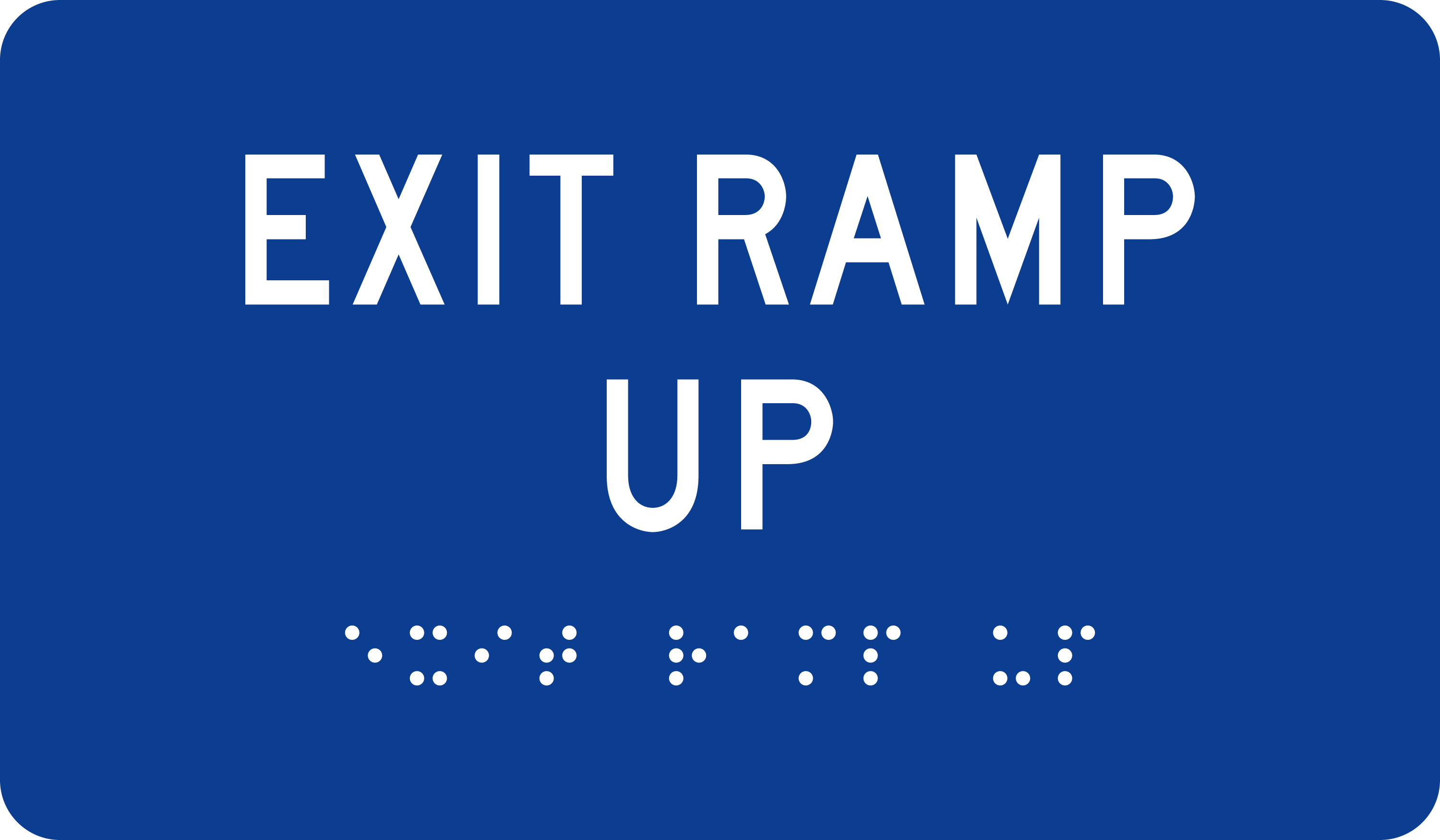 Tactile Exit Sign: EXIT RAMP UP sign