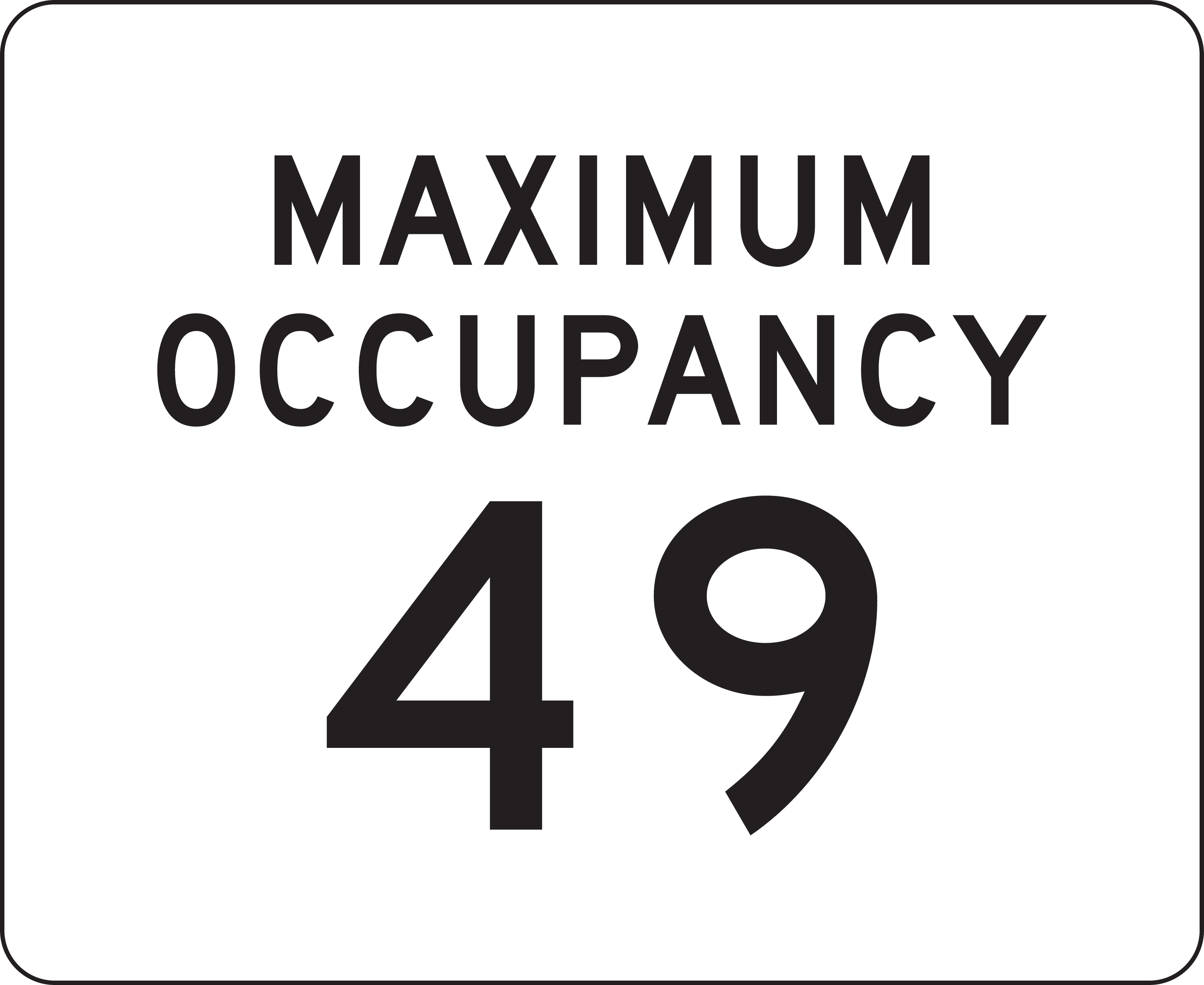 Occupant Load Sign sign