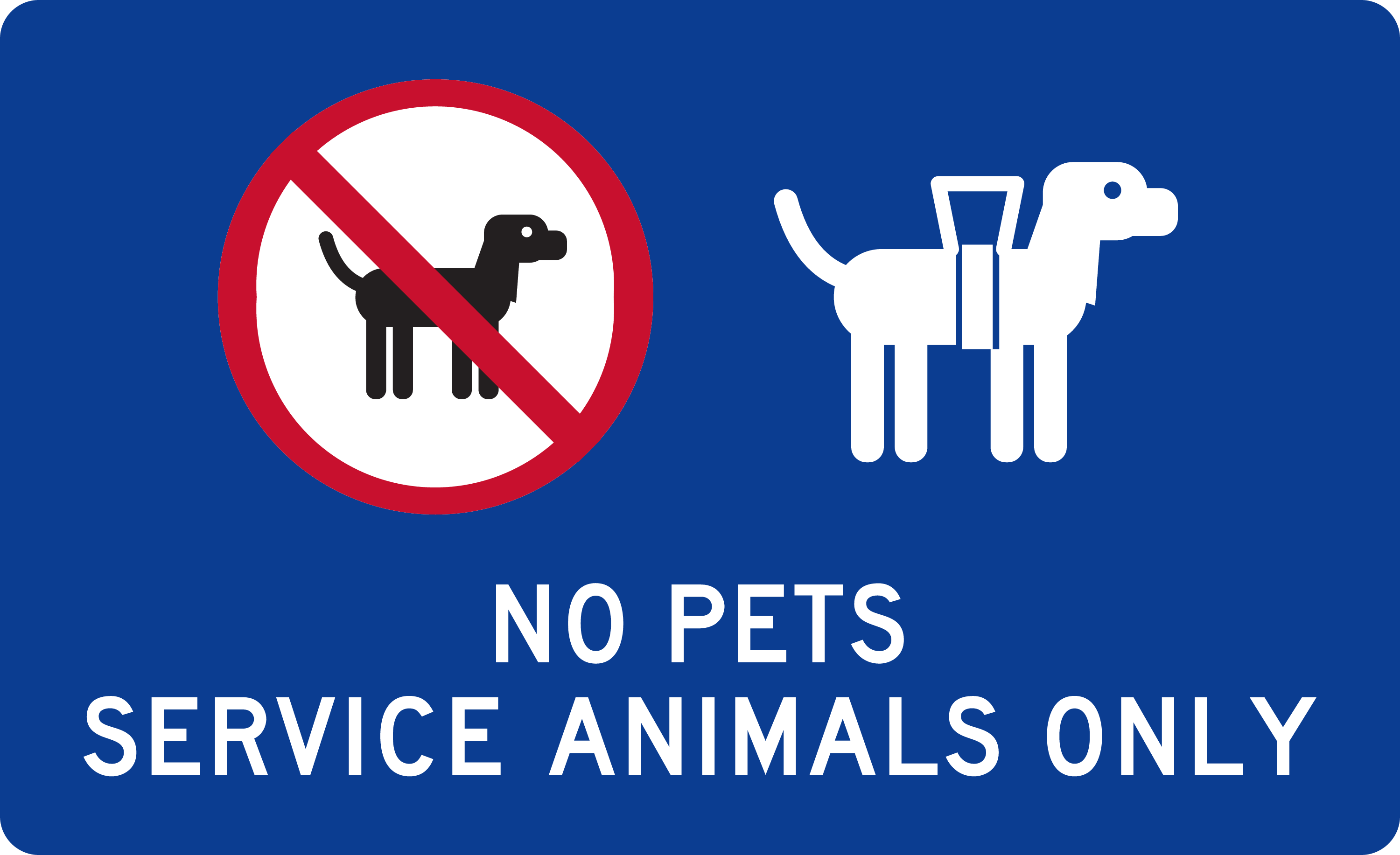 Service Animal Sign: No pets — service animals only sign