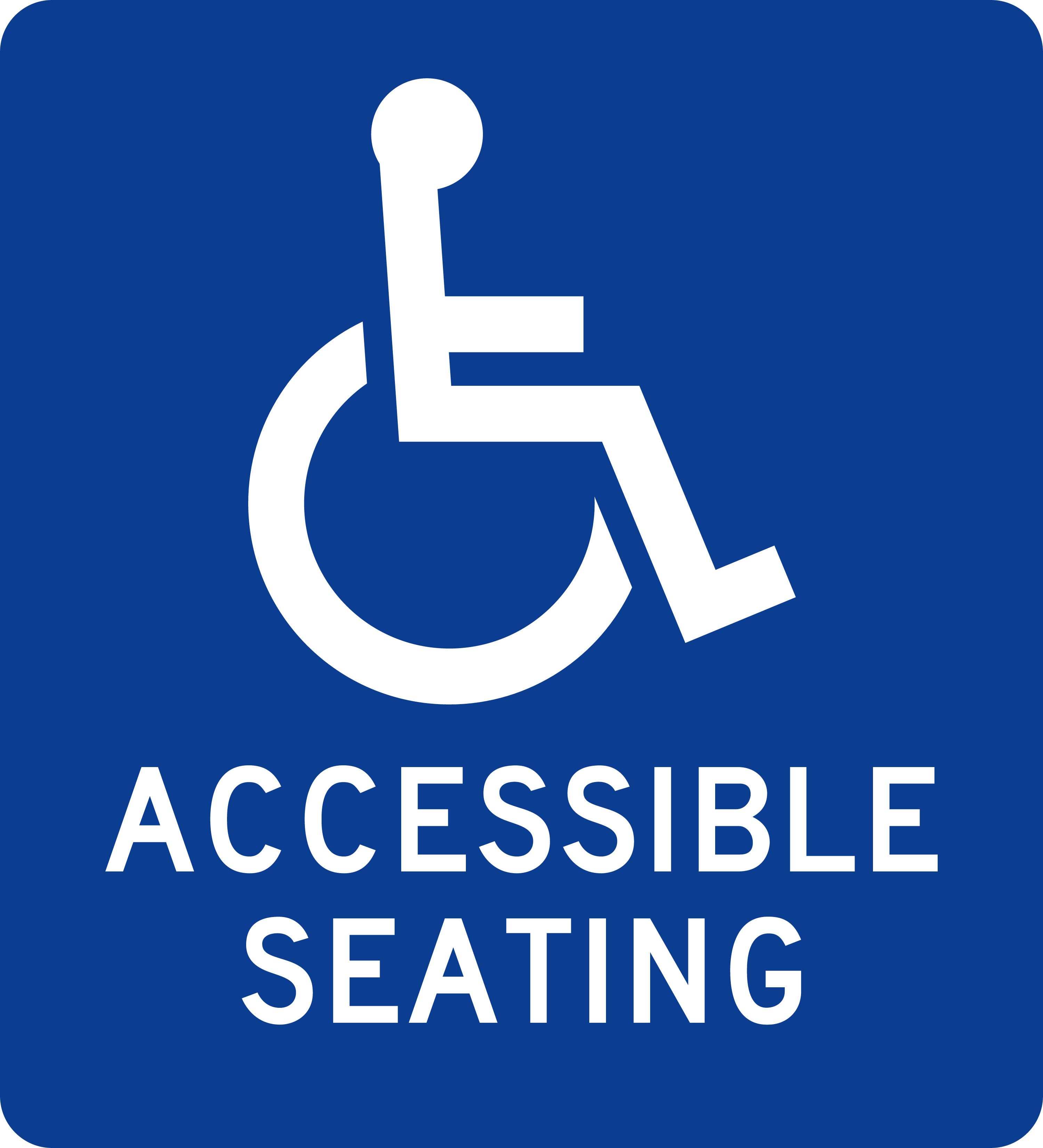 Accessibility Symbol Sign: ACCESSIBLE SEATING sign