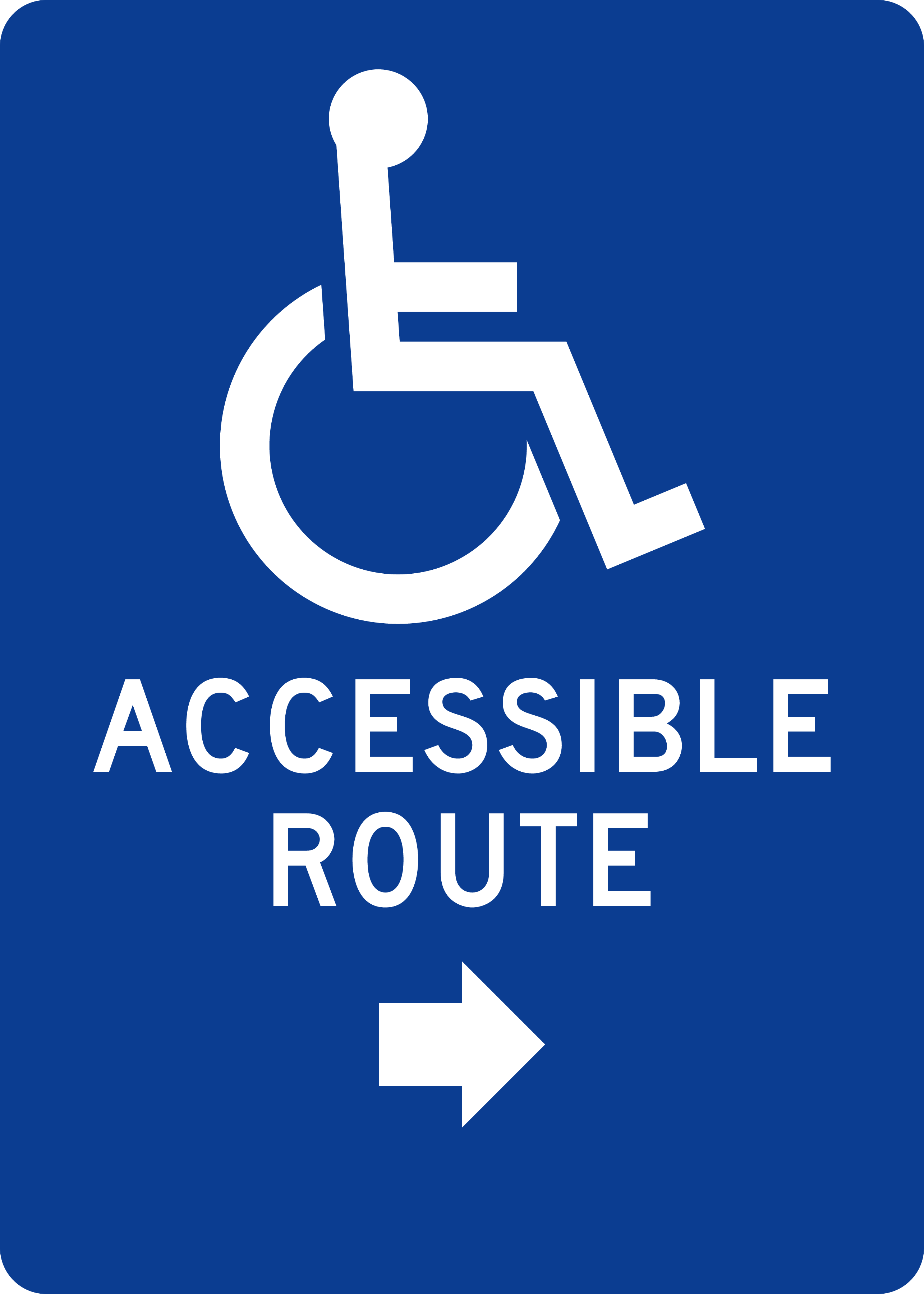 Accessibility Symbol Sign: ACCESSIBLE ROUTE · Right → sign