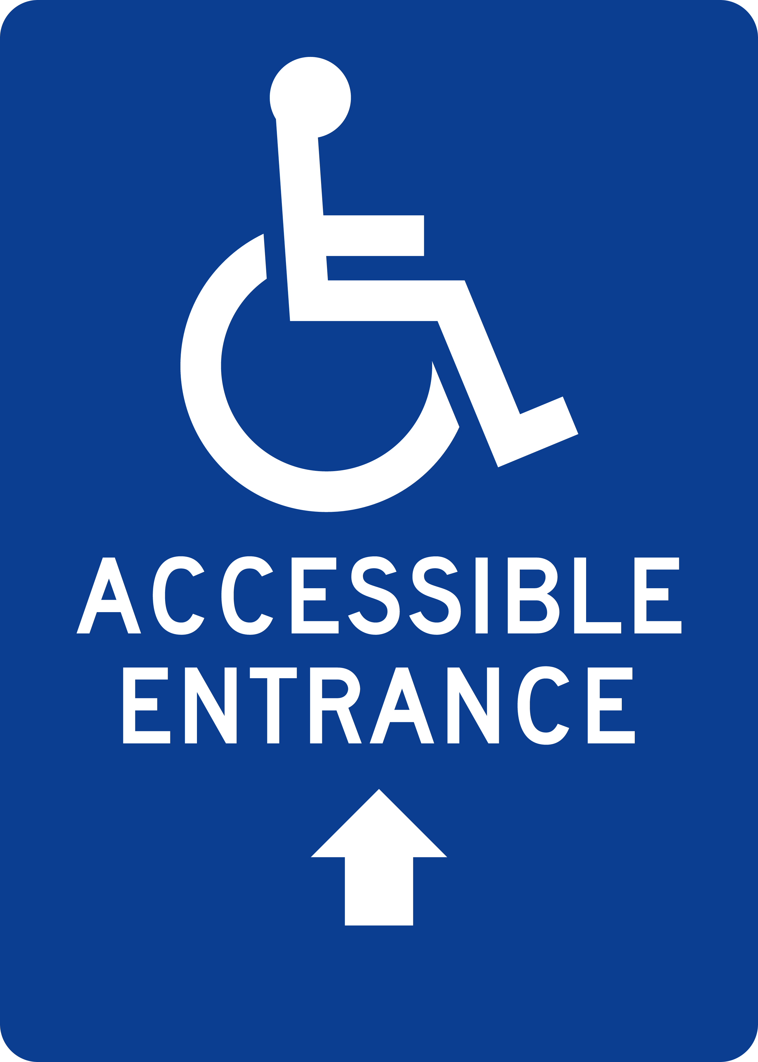 Accessibility Symbol Sign: ACCESSIBLE ENTRANCE · Ahead ↑ sign